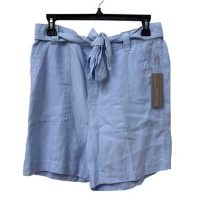 Soft Surroundings Ojai Shorts S Light Chambray Blue Linen Tie Waist New